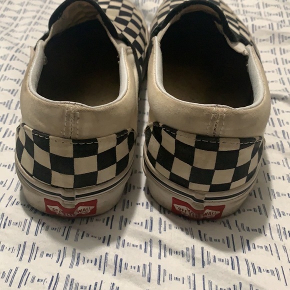 Women’s black and white checked slip on vans - Picture 2 of 2